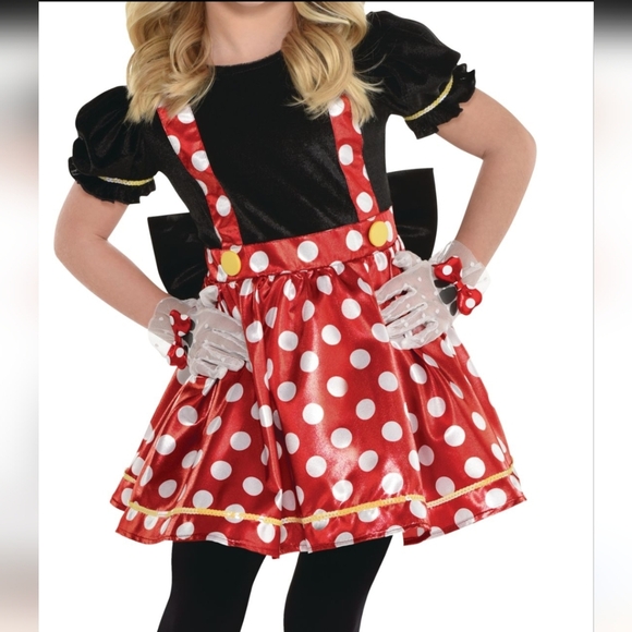 Disney Red Polka Dot Minnie Mouse Costume Dress Girls Medium Size 8/10 - Picture 14 of 17